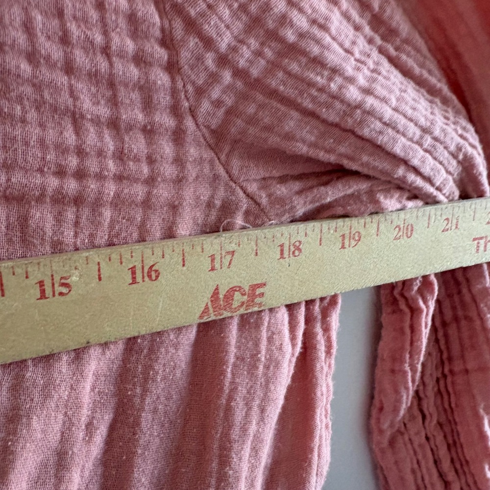 Free People Living For This Mini Dress Pink Cotton Gauze Boho Long Sleeve Medium - Picture 6 of 7